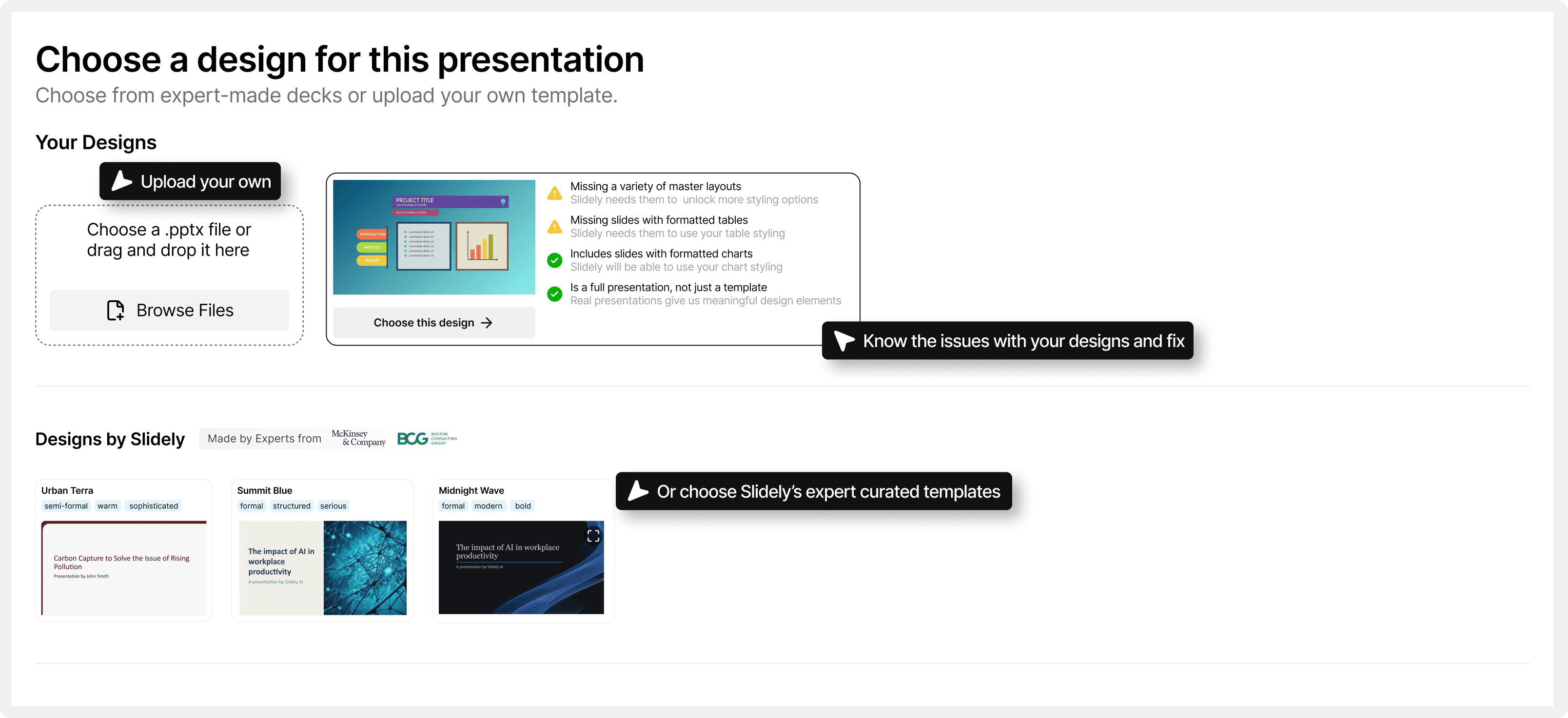 Upload your .pptx template