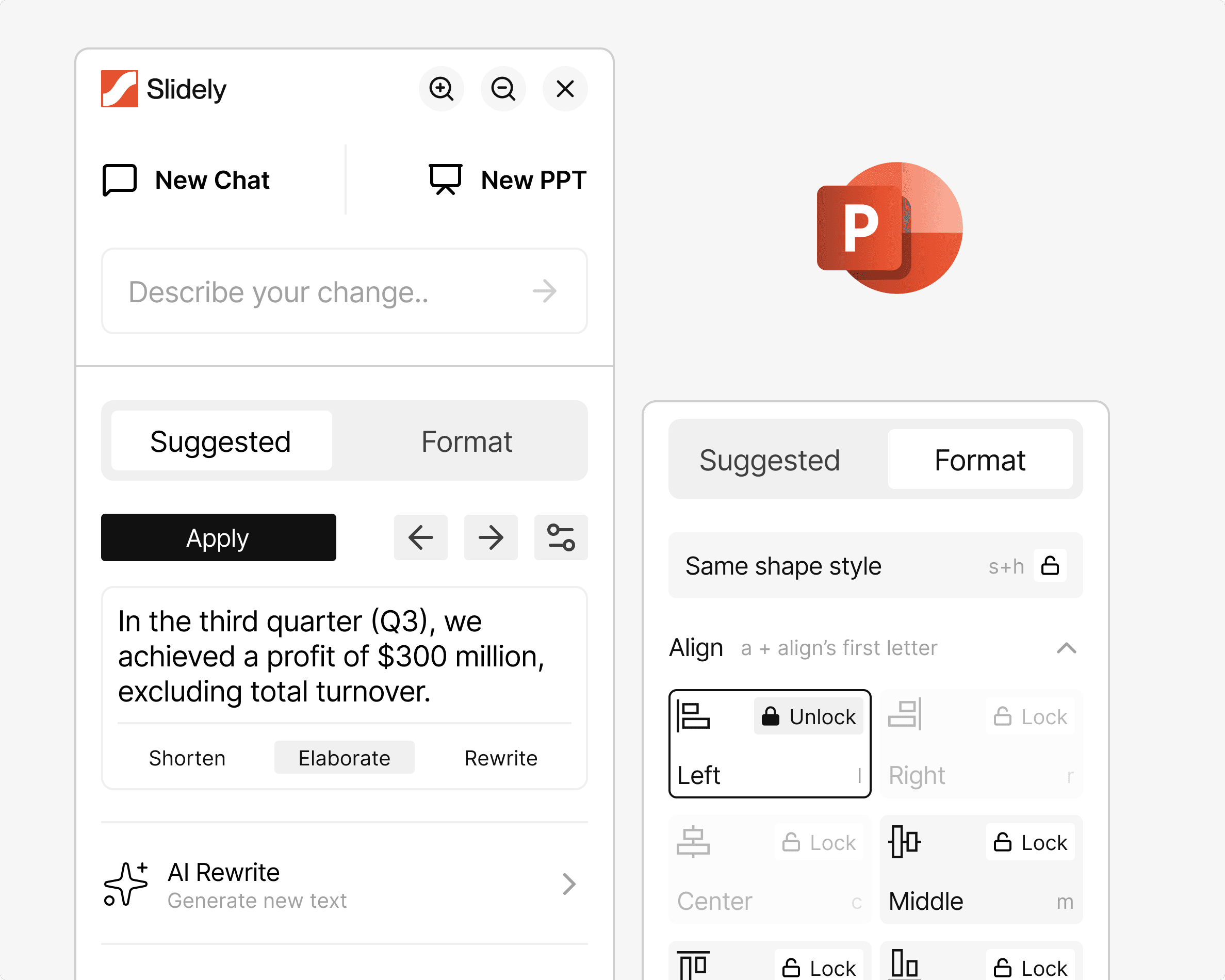 Slidely AI add-in inside PowerPoint