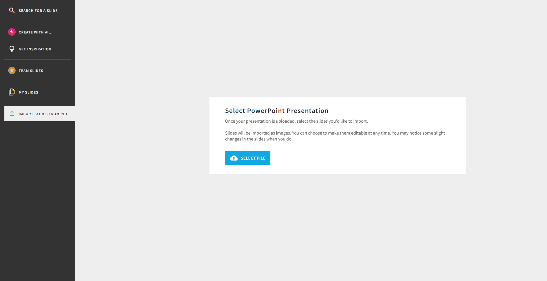 Beautiful.ai PowerPoint import screen