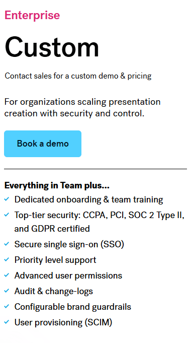 Beautiful.ai enterprise model