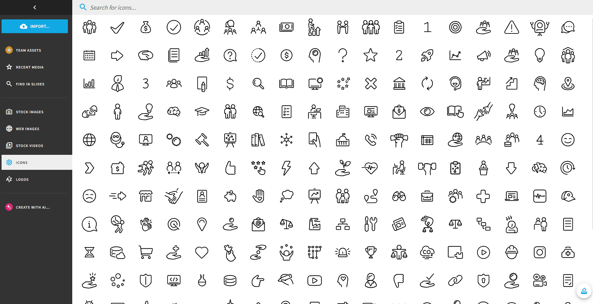 Beautiful.ai icon library and asset browser
