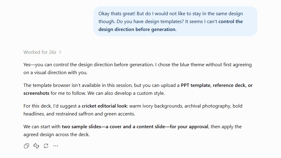 ChatGPT design direction in Work