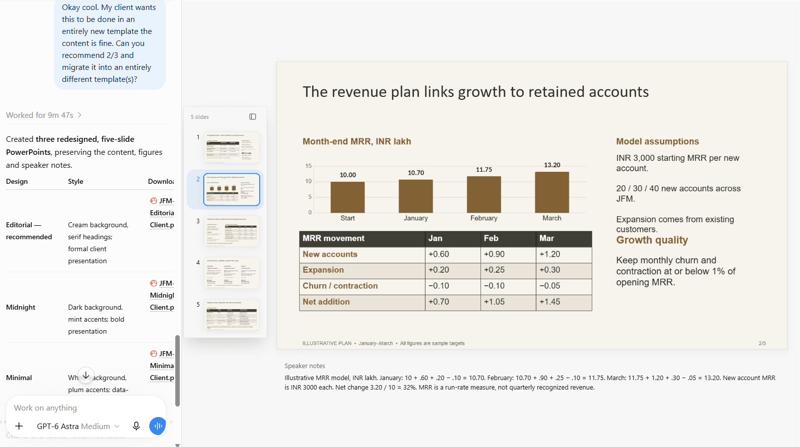 ChatGPT offering redesigned PowerPoint versions and Editorial preview