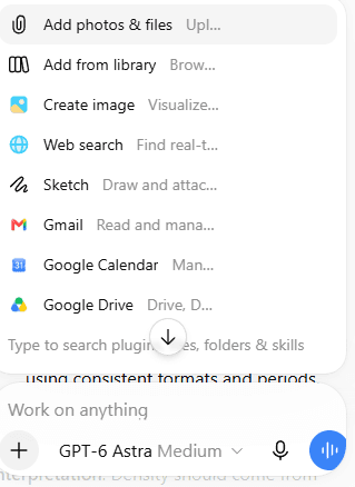 ChatGPT file, Library and connected-source options