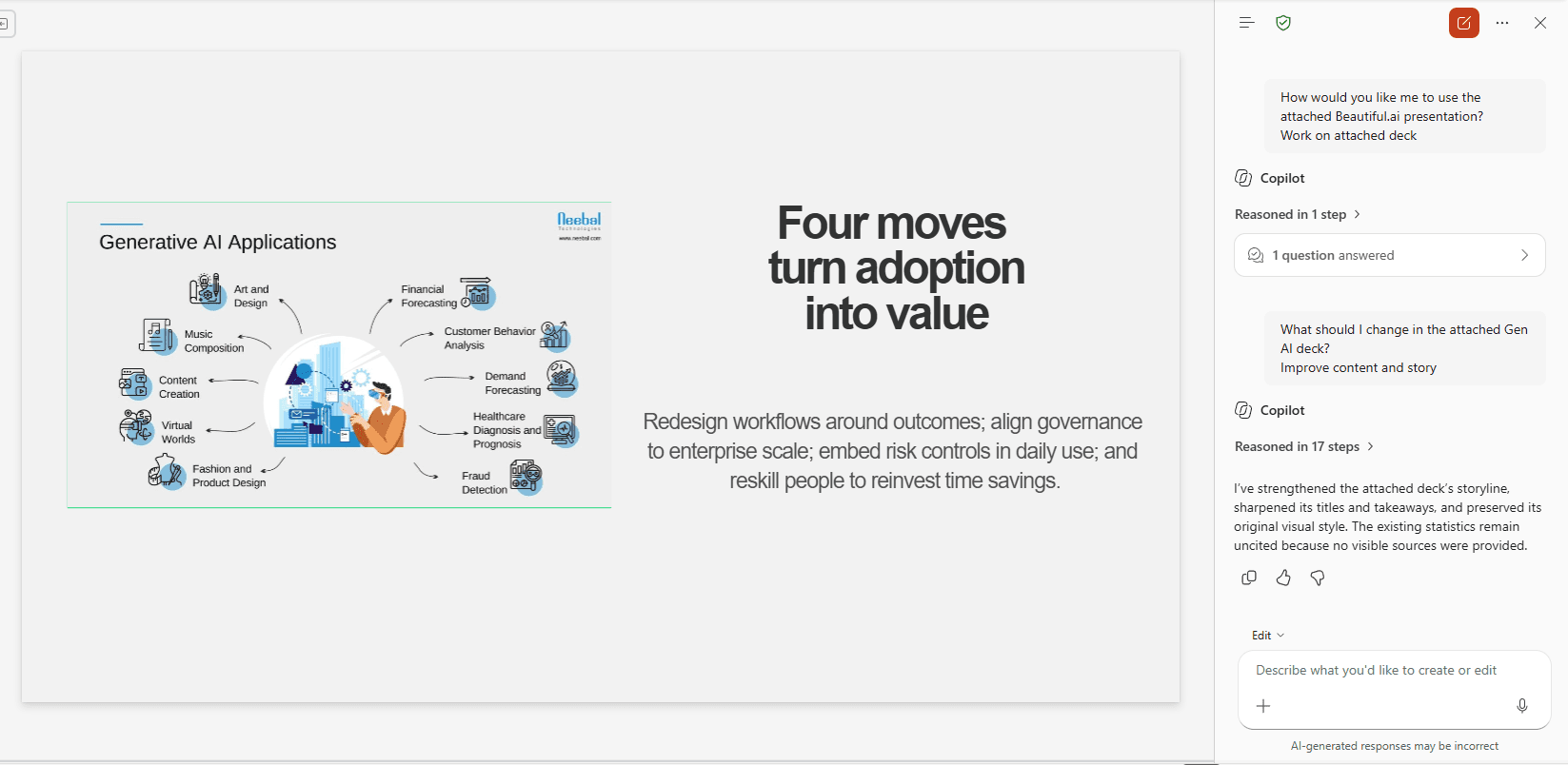 Copilot design direction in PowerPoint