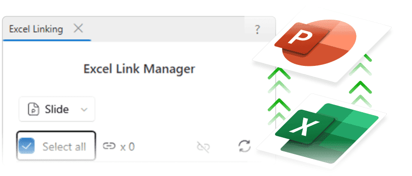 Excel to PowerPoint integration showing automatic data synchronization and real-time updates