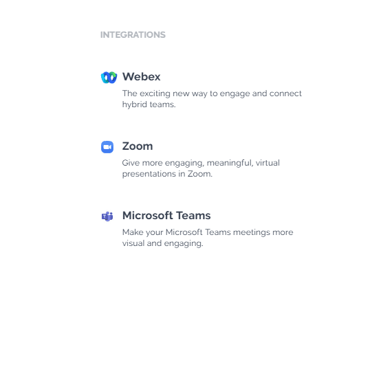 Prezi integrations for Webex, Zoom, and Microsoft Teams