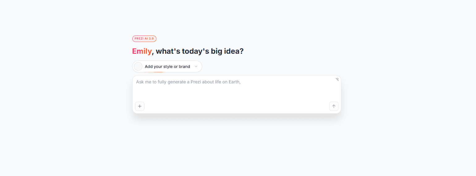 Prezi presentation theme options before generation